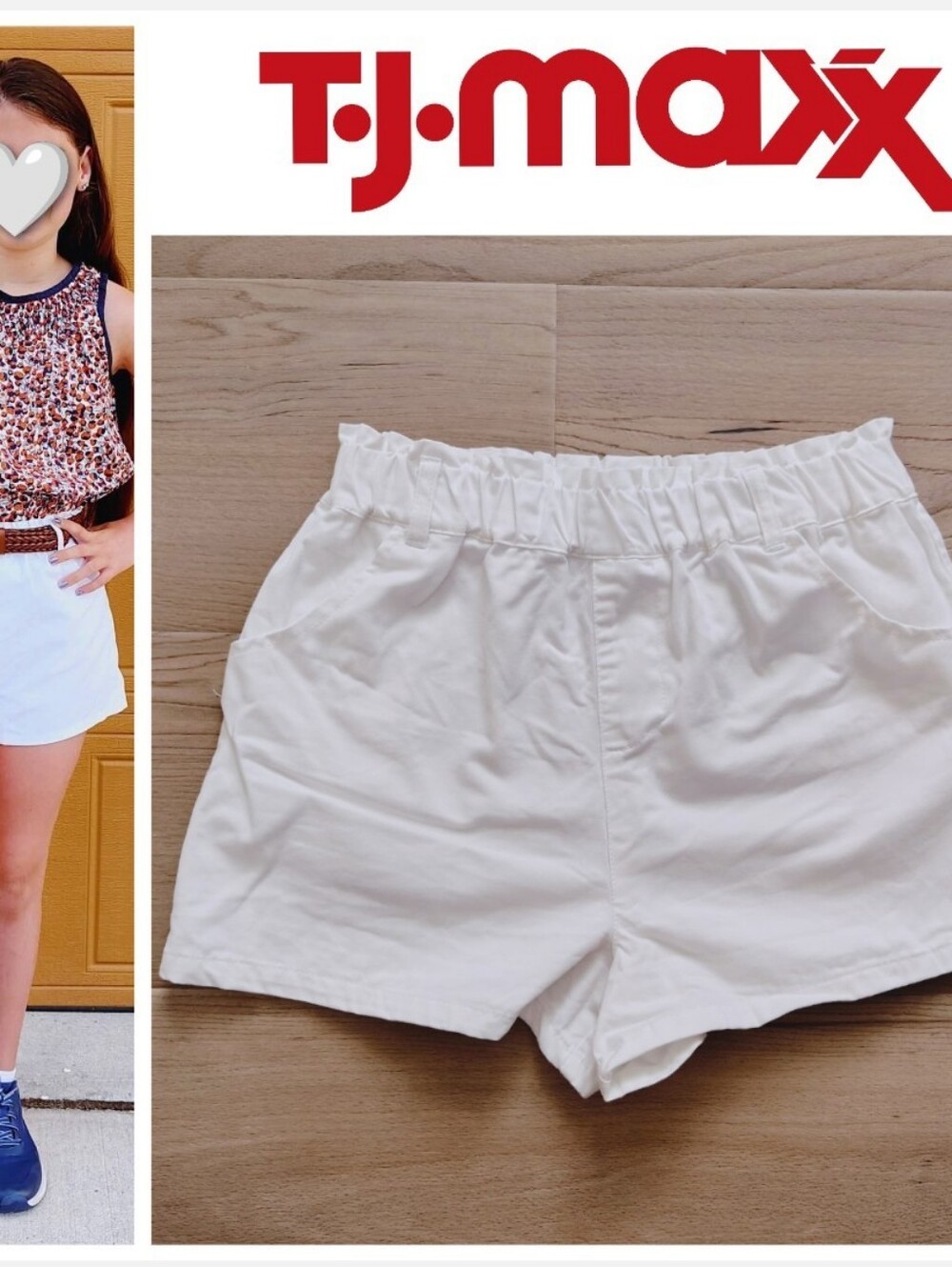 White Elastic Waist Shorts